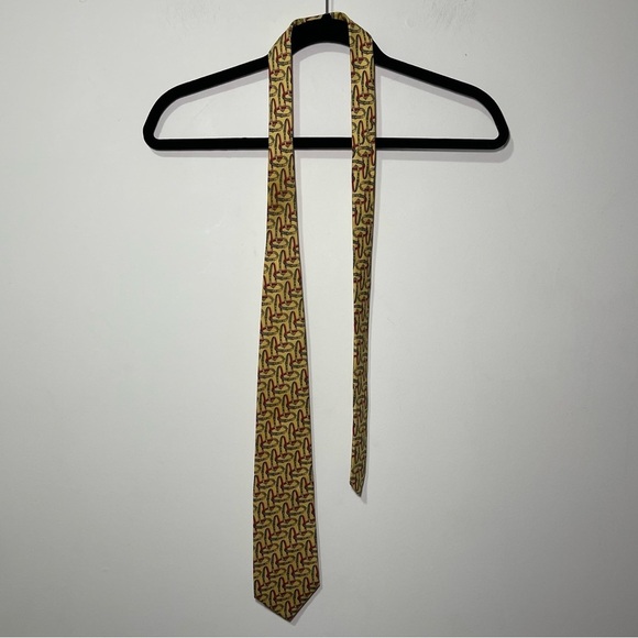 Brooks Brothers yellow & red bracelet print 100% silk career office neck tie - Picture 1 of 5